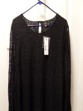 *NWT* Worthington XXLT 2X Tall 20 BLACK Lace Occasion Long Sleeve Pullover
